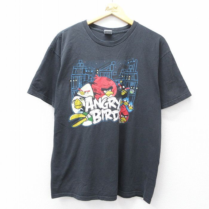 L/古着 半袖 Tシャツ メンズ アングリーバード クルーネック 黒 ブラック 25aug22 中古拍卖