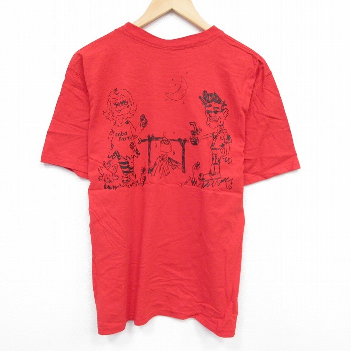 L/古着 半袖 ビンテージ Tシャツ メンズ 00s キャンプ コットン クルーネック 赤 レッド 25aug28 中古拍卖