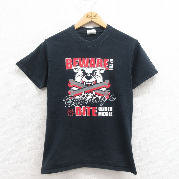 XS/古着 半袖 ビンテージ Tシャツ メンズ 00s ブルドッグ コットン クルーネック 黒 ブラック 25aug23 中古拍卖