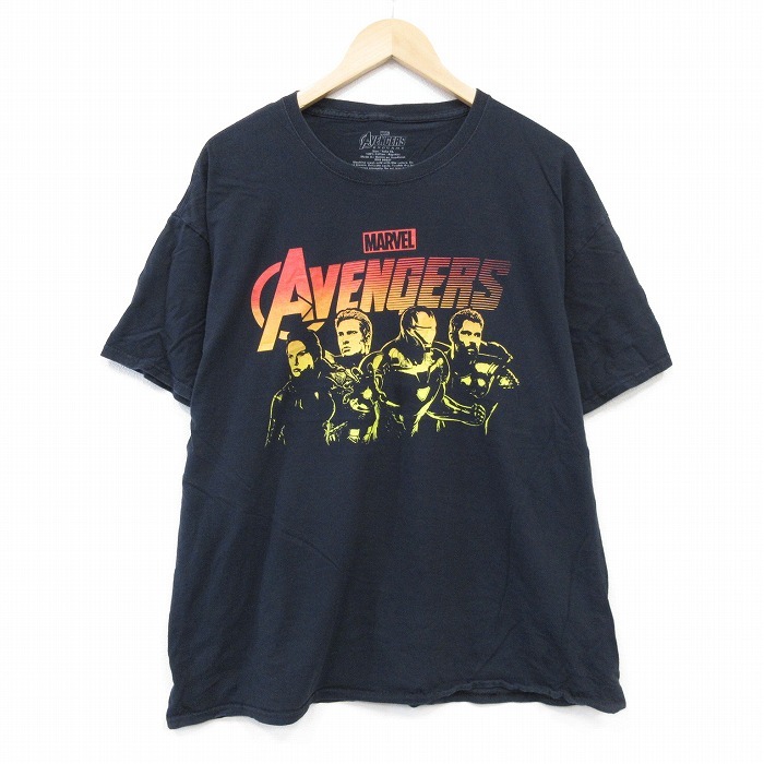 XL/古着 半袖 Tシャツ メンズ マーベル アベンジャーズ コットン クルーネック 黒 ブラック 25aug22 中古拍卖