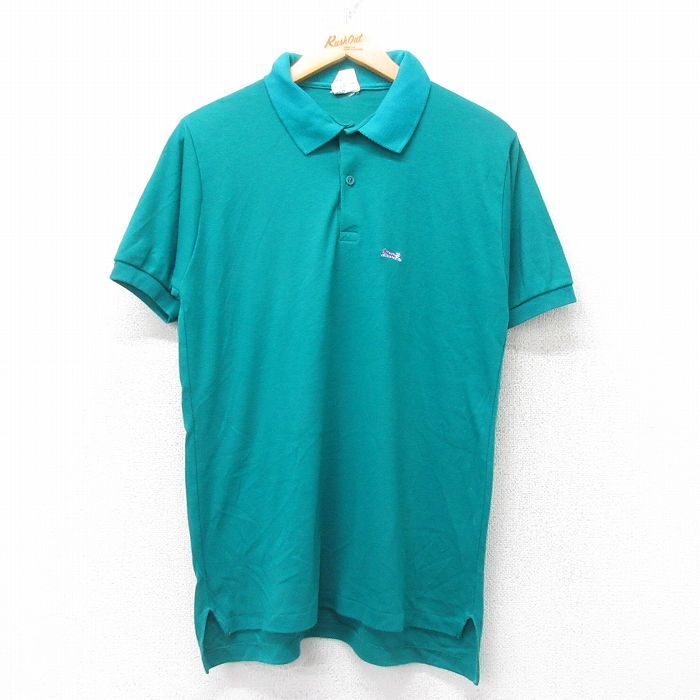 S/古着 半袖 ポロ シャツ メンズ 90s コットン 青緑 25aug27 中古 トップス拍卖