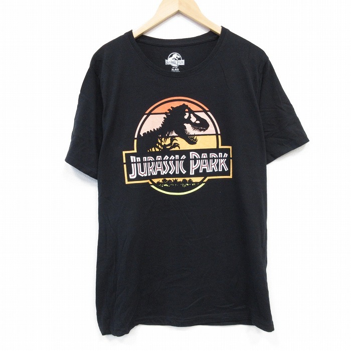 L/古着 半袖 Tシャツ メンズ 映画 ジュラシックパーク クルーネック 黒 ブラック 25aug22 中古拍卖