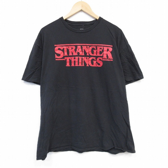 XL/古着 半袖 Tシャツ メンズ ドラマ ストレンジャーシングス 大きいサイズ コットン クルーネック 黒 ブラック 25aug22 中古拍卖