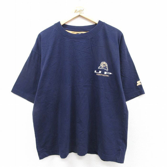 XL/古着 スターター 半袖 Tシャツ メンズ UP PANTHERS 大きいサイズ コットン クルーネック 紺 ネイビー 25aug26 中古拍卖
