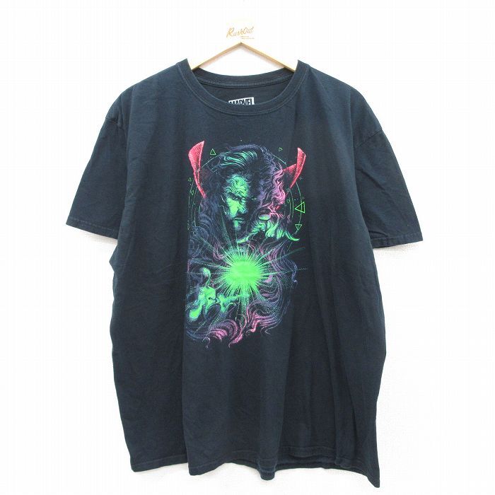 XL/古着 半袖 Tシャツ メンズ マーベル ドクターストレンジ 大きいサイズ コットン クルーネック 黒 ブラック 25aug25 中古拍卖