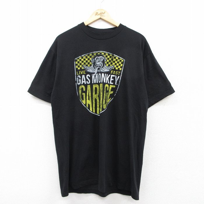 XL/古着 半袖 Tシャツ メンズ ガスモンキー ロング丈 クルーネック 黒 ブラック 25aug26 中古拍卖