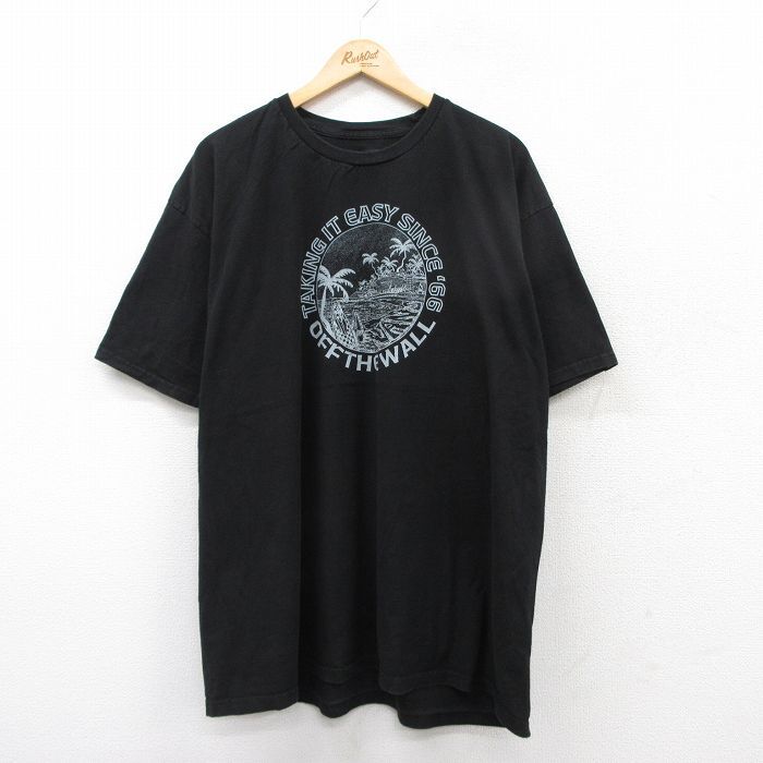 XL/古着 バンズ VANS 半袖 ブランド Tシャツ メンズ サーフボード 大きいサイズ ロング丈 コットン クルーネック 黒 ブラック 25aug26 中古拍卖