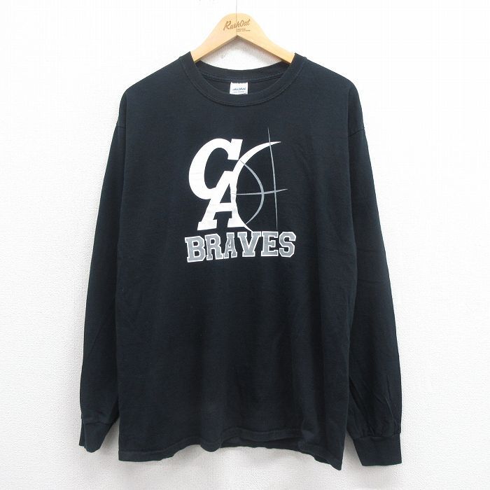L/古着 長袖 ビンテージ Tシャツ メンズ 00s CA コットン クルーネック 黒 ブラック 25aug22 中古拍卖