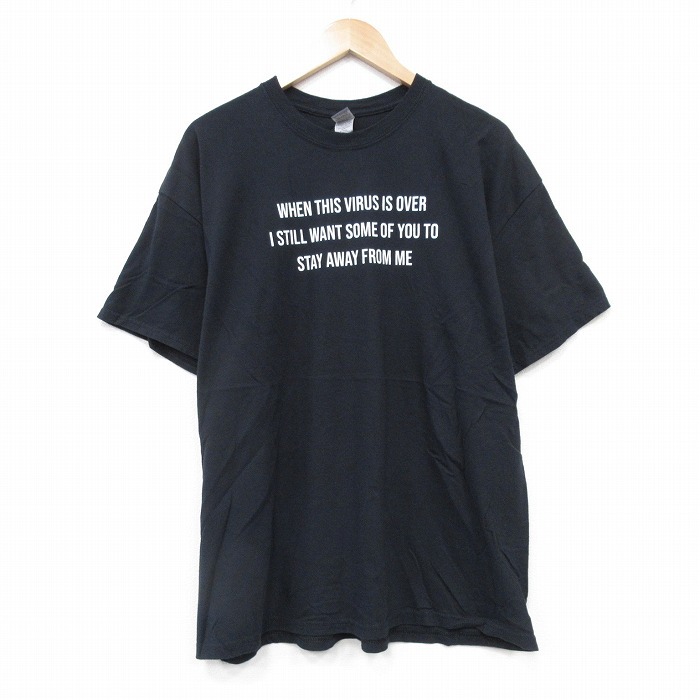 XL/古着 半袖 Tシャツ メンズ メッセージ コットン クルーネック 黒 ブラック 25aug25 中古拍卖