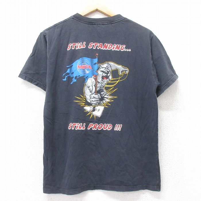 M/古着 半袖 ビンテージ Tシャツ メンズ 00s NATCA 犬 コットン クルーネック 黒 ブラック 25aug26 中古拍卖