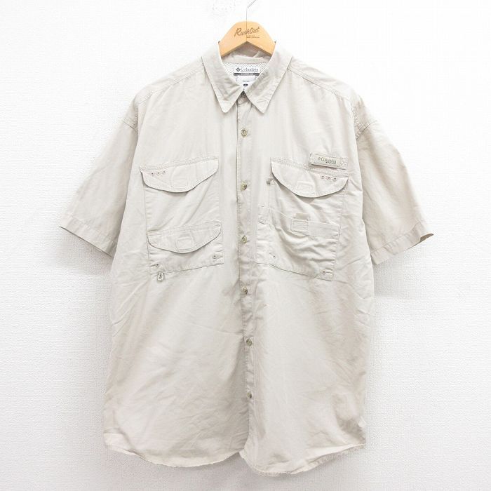 XL/古着 コロンビア 半袖 フィッシング シャツ メンズ 00s 大きいサイズ コットン 薄ベージュ カーキ 25aug23 中古 トップス拍卖