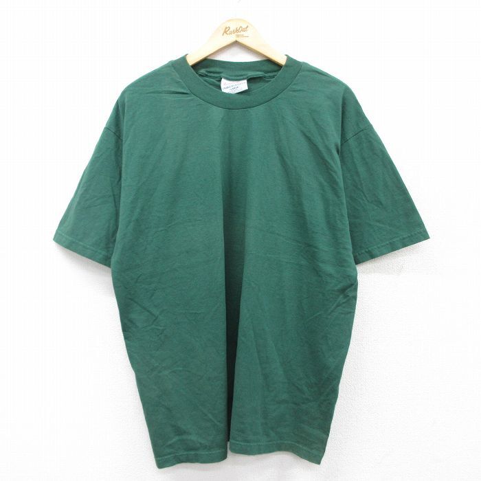 XL/古着 半袖 ビンテージ Tシャツ メンズ 00s 無地 大きいサイズ コットン クルーネック 緑 グリーン 25aug28 中古拍卖