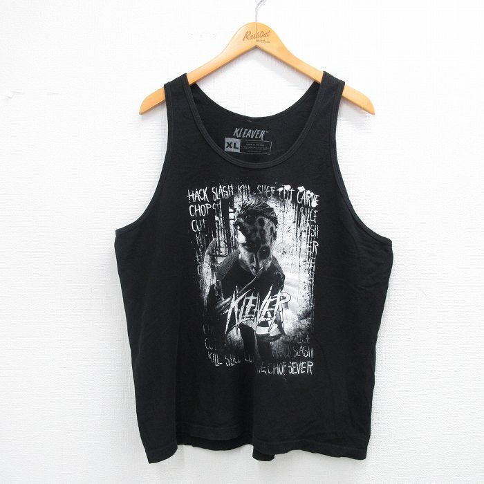 XL/古着 ロック バンド タンクトップ メンズ KLEAVER コットン クルーネック 黒 ブラック 25aug25 中古拍卖