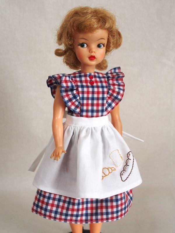 Doll Dressing♪ハンドメイド タミーちゃんサイズお洋服セット人形/アウトフィット/衣装/ワンピース/ドレス/エプロン/ドール服/刺繍/レトロ拍卖