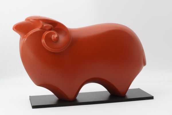 昭和レトロ 陶美園 干支 羊 置物 陶器製 台座付き オリジナル箱付 インテリア 開運飾り @2fety608拍卖