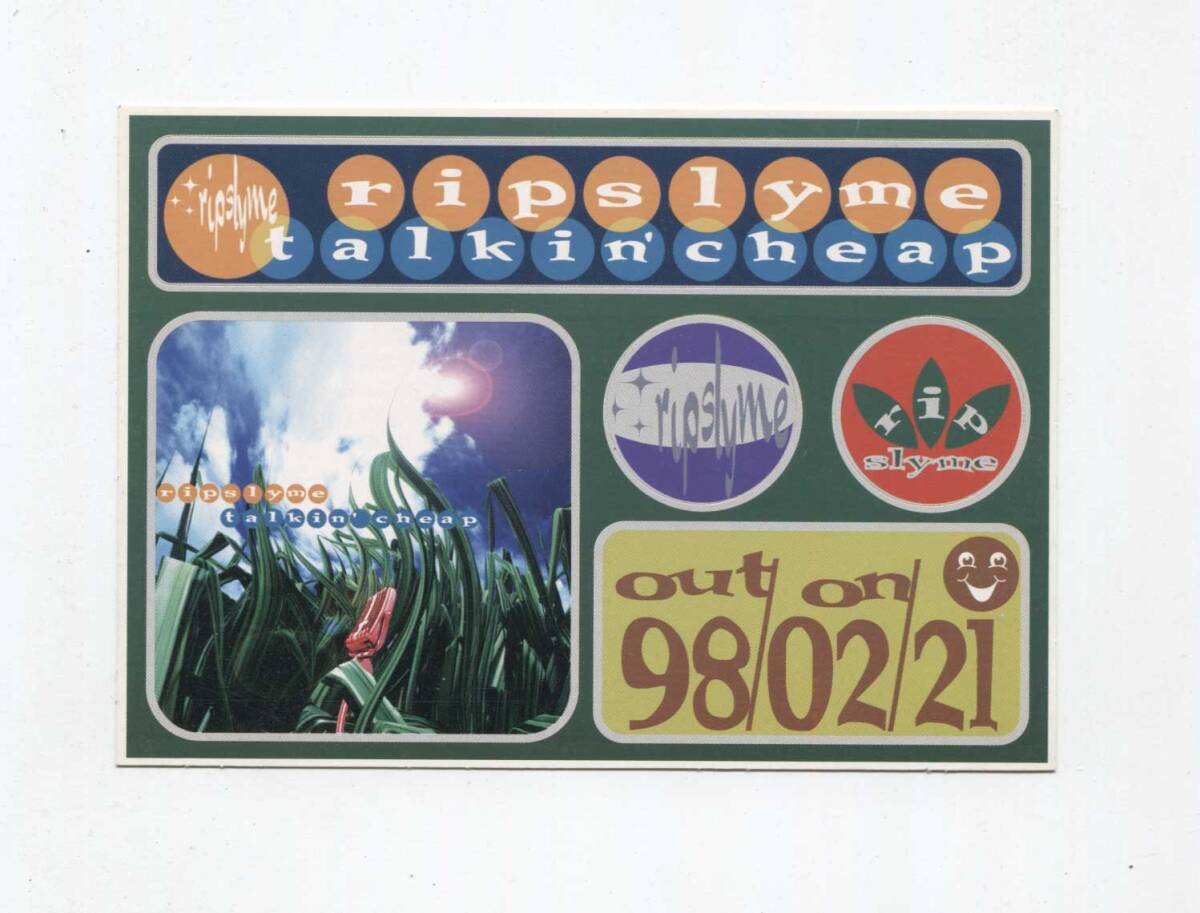 販促品 ステッカー 未使用品 ■ リップスライム RIP SLYME ■ TALKIN' CHEAP ■ ハガキサイズくらい拍卖