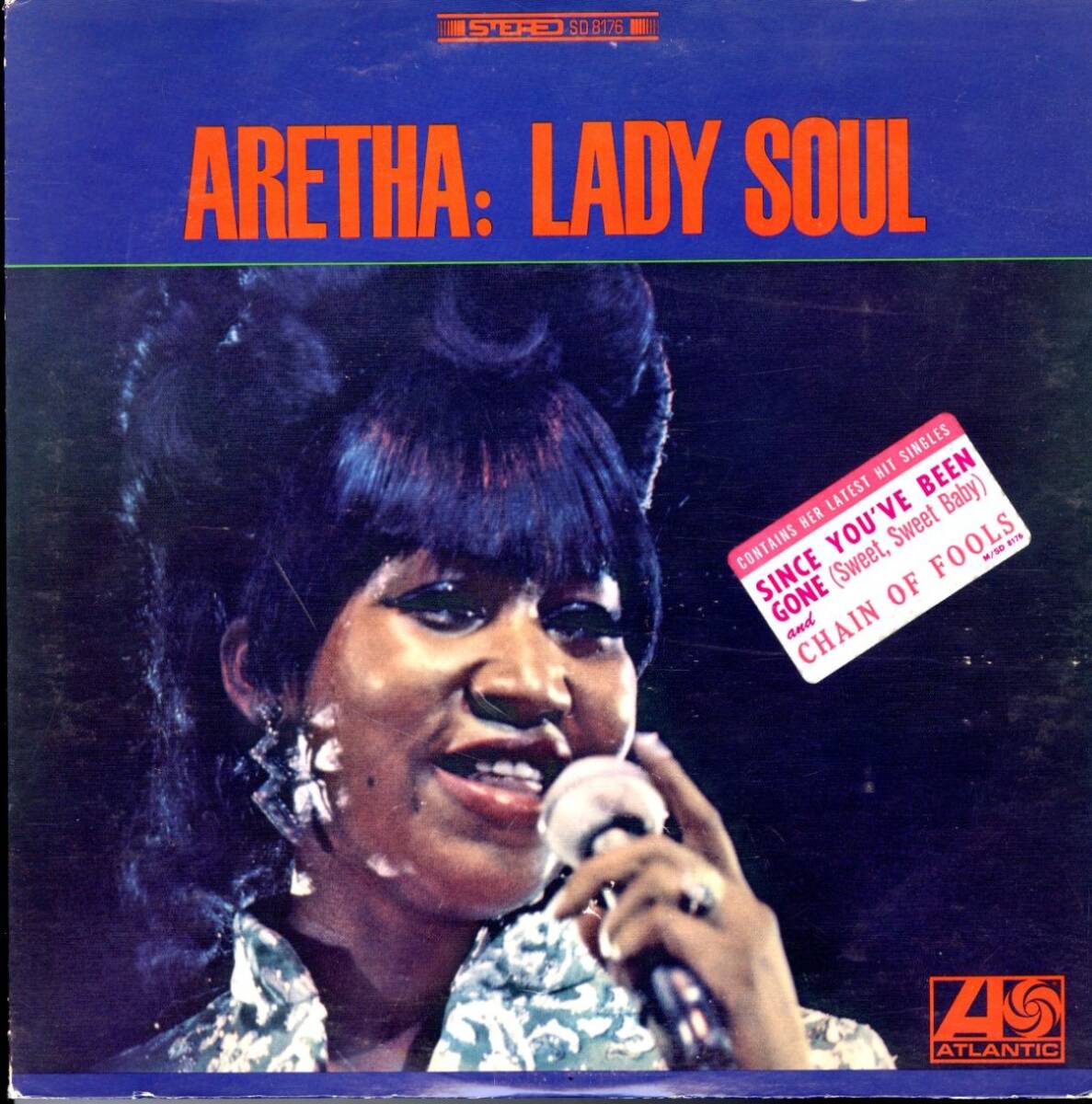 USオリジLP!青緑ラベル ハイプステッカー付 Aretha Franklin / Lady Soul 68年【Atlantic SD 8176】アレサ・フランクリン Chain Of Fools拍卖