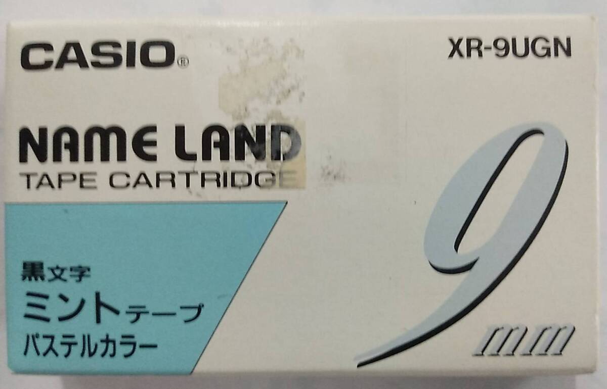 CASIO NAME LAND TYPE CARTRIDGE パステルカラー ミントテープ 9mm XR-9UGN【カシオ ネームランド テープカートリッジ】拍卖