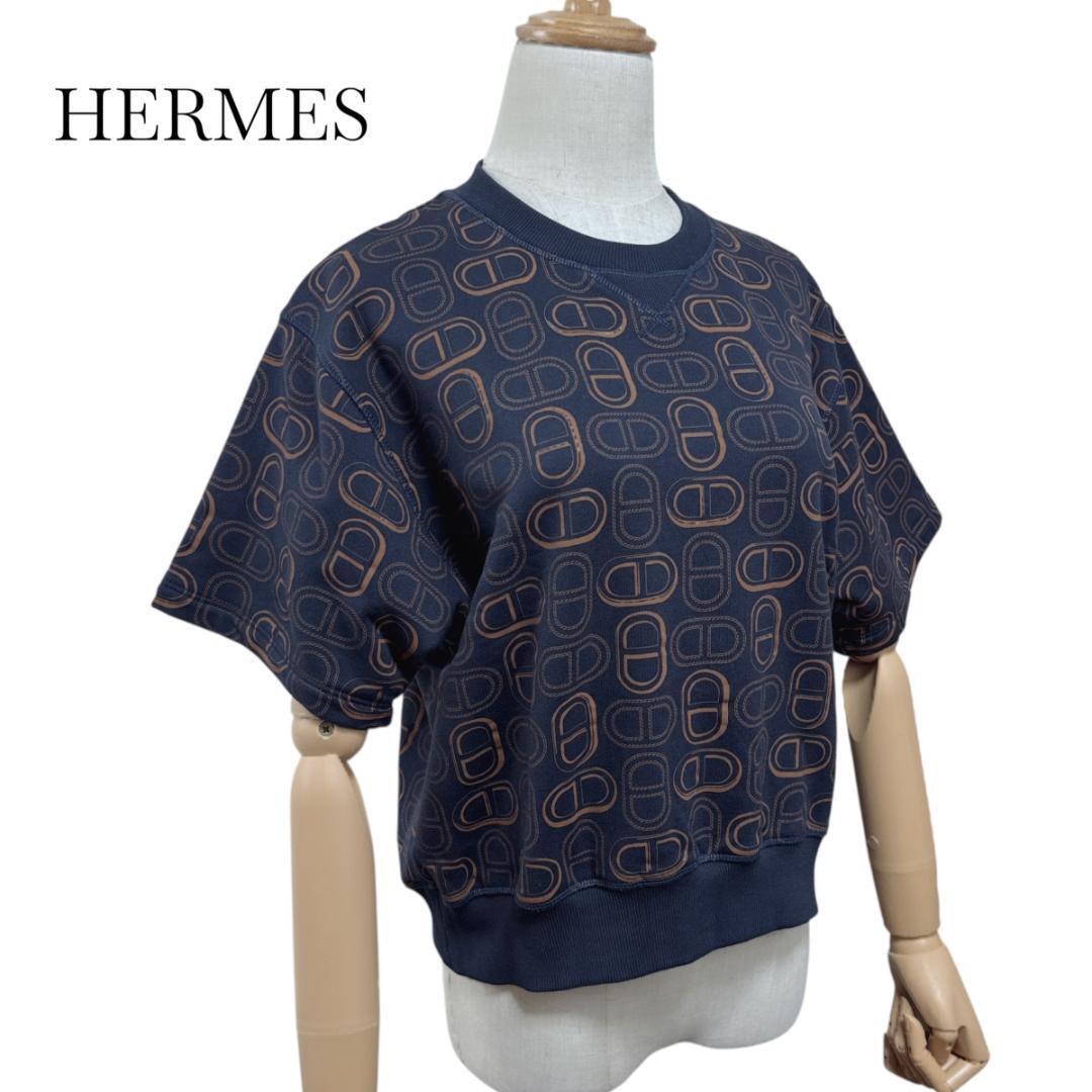 HERMES エルメス スウェットシャツ スウェットトレーナー 半袖 シェーヌダンクル Chaine d'Ancre 5E4620DC コットン拍卖