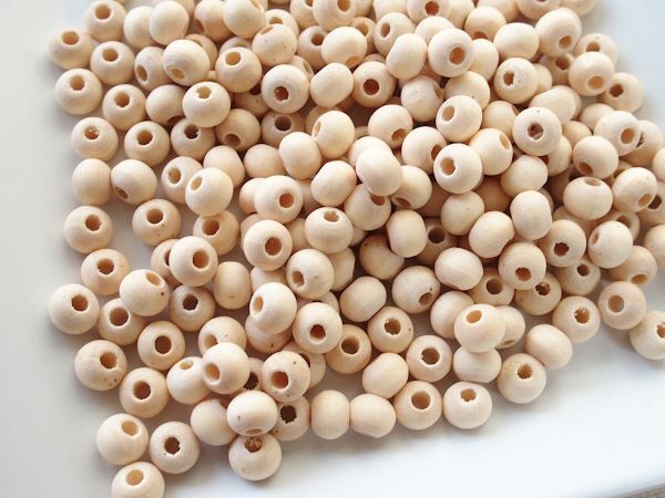 即決 500個 ウッドラウンドビーズ 白木★ハンドメイド アクセサリー 資材拍卖