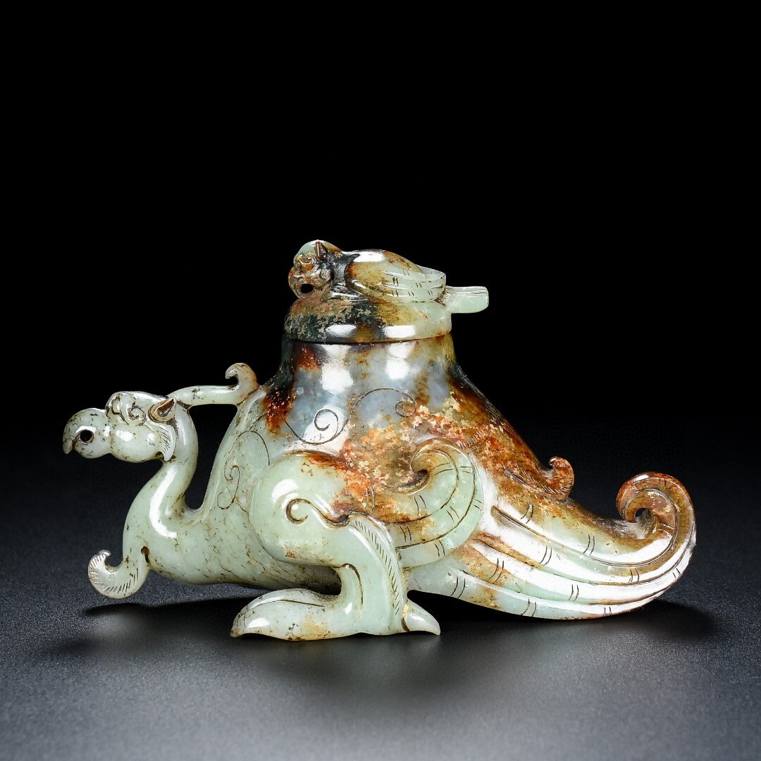 唐物 清 玉彫 和田老玉 鳳炉 置物 極細工 中国古玩 骨董品 古美味 D68拍卖