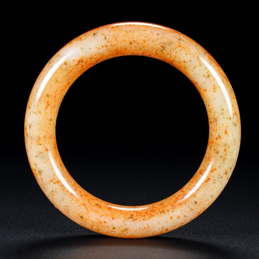 唐物 清 和田老玉 圓形腕輪一枚 玉質細膩油潤 極細工 中国古玩 骨董品 古美味 D68拍卖