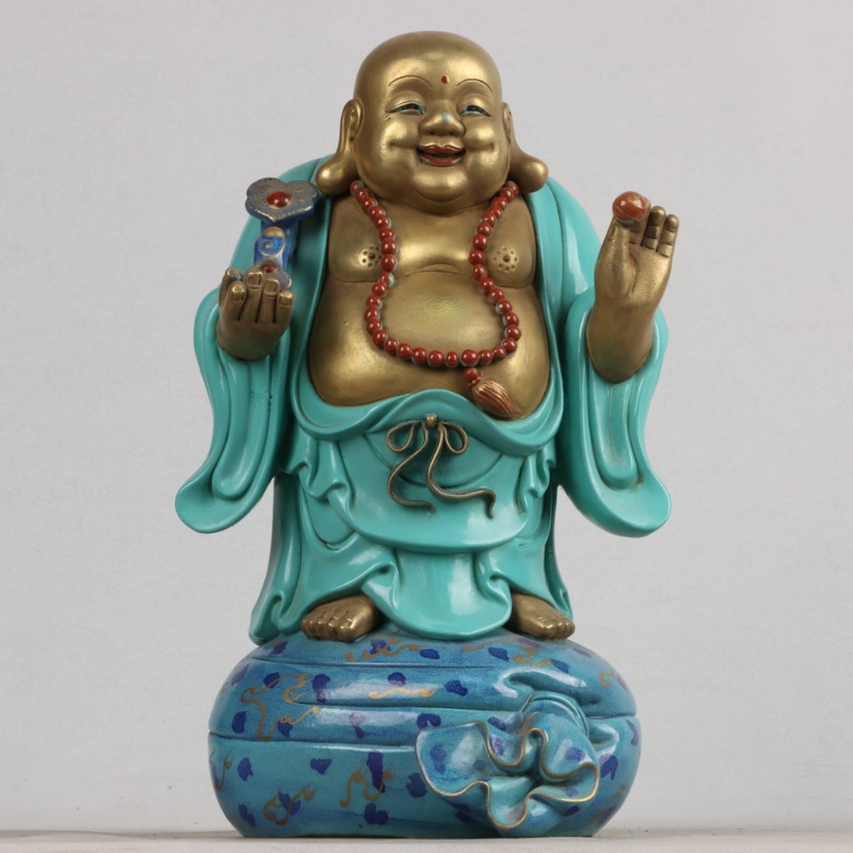 唐物 清 雍正年製 磁器松石釉 塗金仏 陶芸 古陶磁器 中国磁器 極細工 中国古玩 骨董品 古美味 D68拍卖