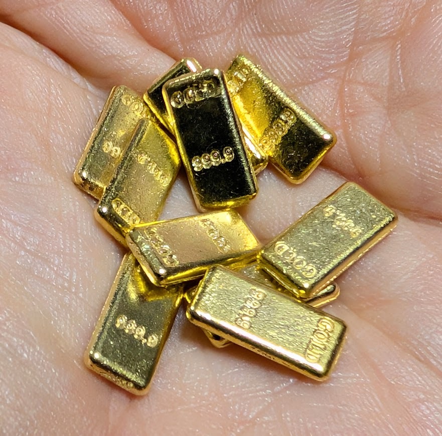 ミニチュア★ゴールド★金塊★ゴールドバー★10個セット★リーメント★金属製でゴージャス★ドールハウス★拍卖
