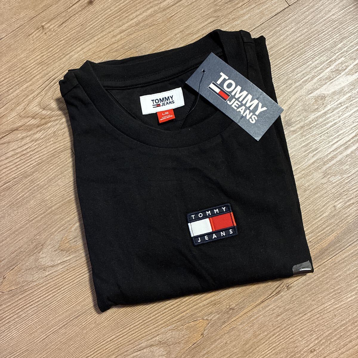 新品☆TOMMY JEANSロゴ ブラック Tシャツ長袖 黒 拍卖