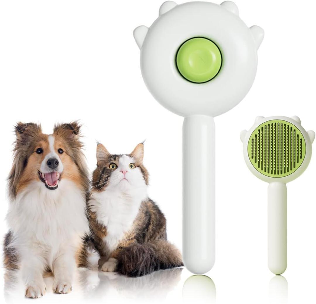 ペットブラシ 猫 犬 ワンプッシュ式 マッサージ 丸洗い可能 K94拍卖