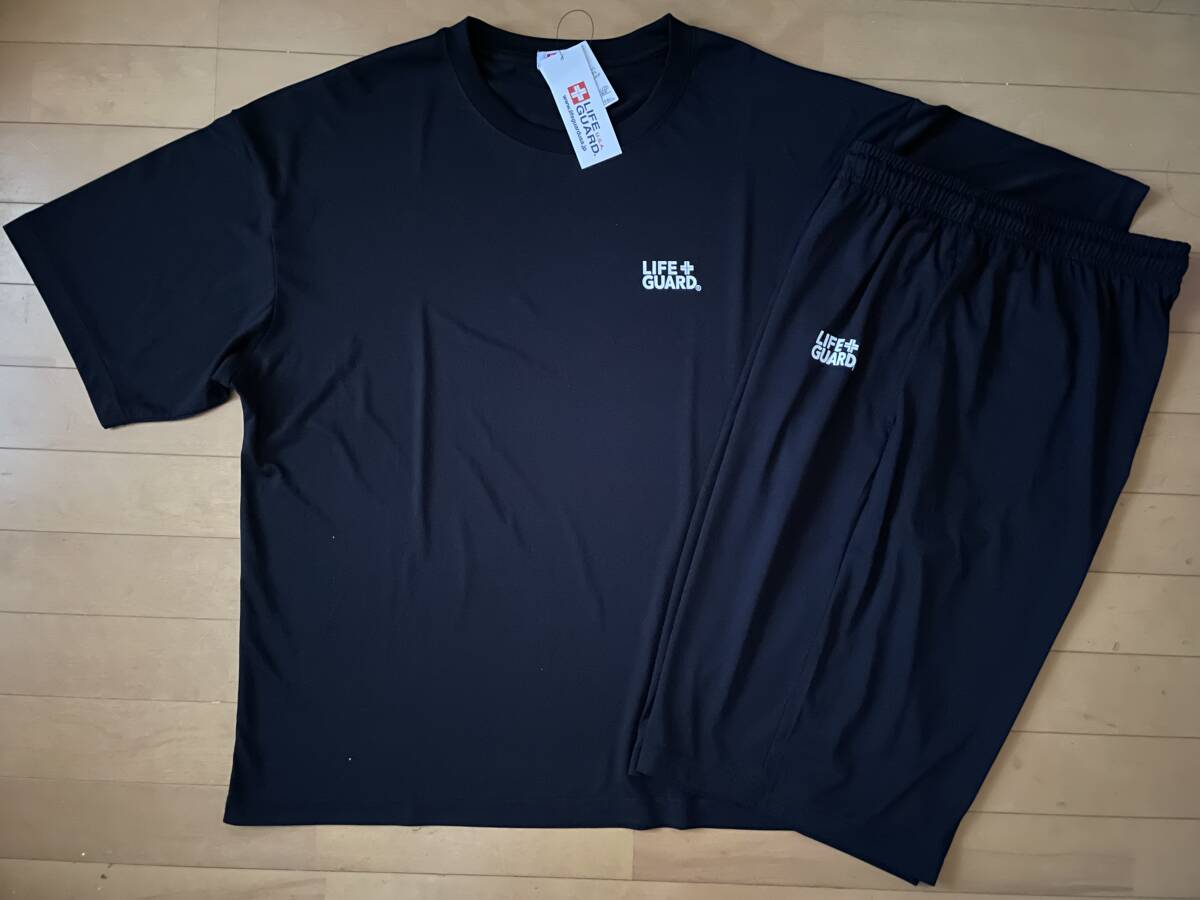 新品未使用 送料無料 3L LIFE GUARD 全米ライフガード協会公認 半袖Tシャツ・ハーフパンツ上下 セットアップ ブラック黒 大きいサイズ 即決拍卖