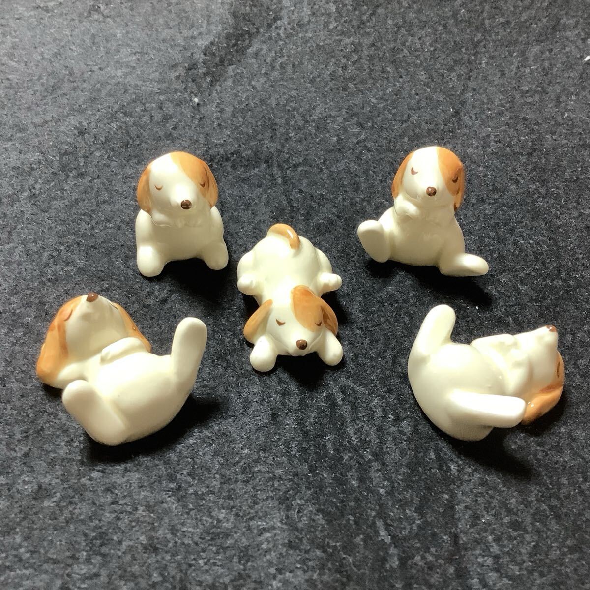 犬 ミニ置き物 箸置 飾り 陶器 5点 昭和レトロ 置物 フィギュア拍卖