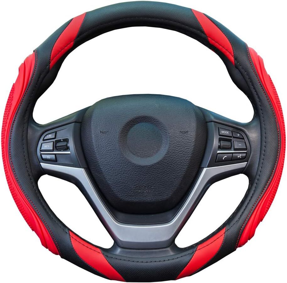 ハンドルカバー 軽自動車 シリコーン sサイズ レザー おしゃれ 手触りよし ステアリングカバー グリップ感よし レッド YWLY82-R拍卖