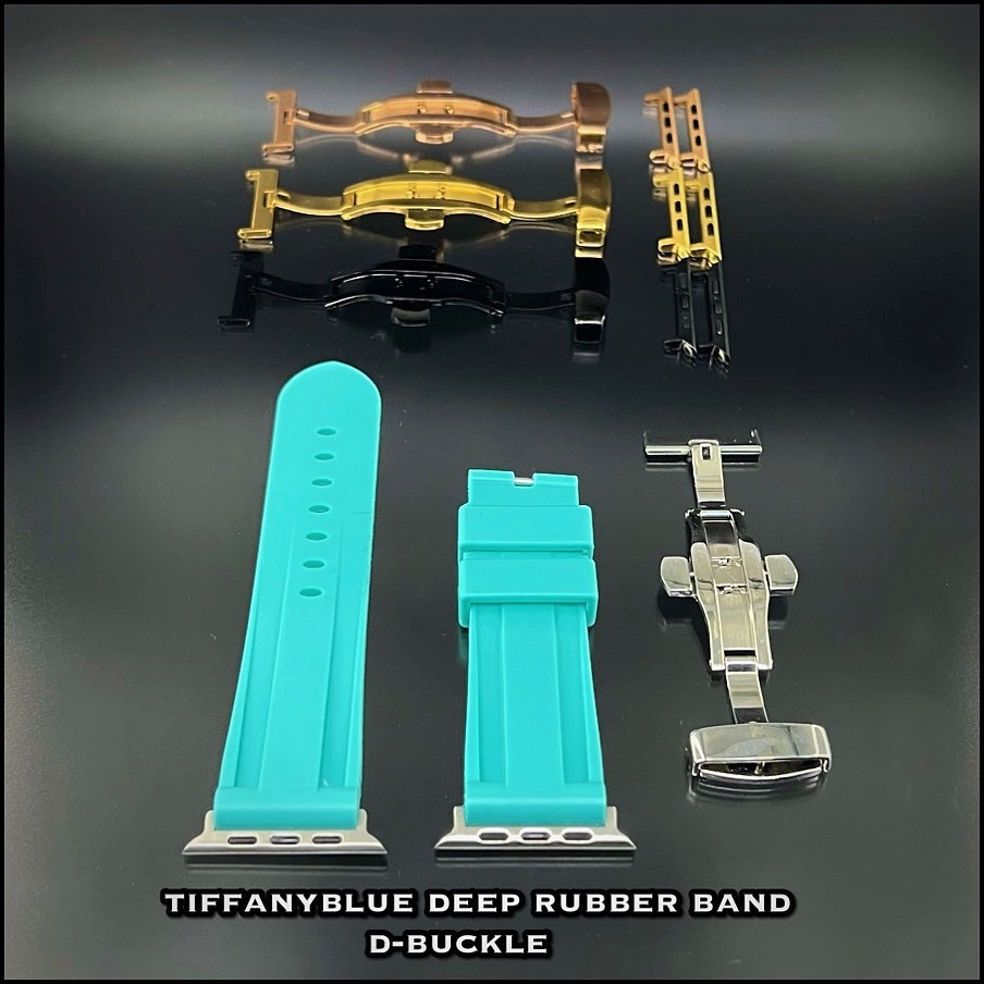 ティファニーブルー ディープ ラバー ベルト バンド 46mm49mm45mm41mm40mm44mm38mm42mm 動画 アップルウォッチ Dバックル シリーズ@'拍卖