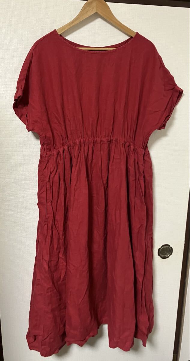 nest robe リネンワンピース 2way 後ろドロストリボン 半袖 赤拍卖