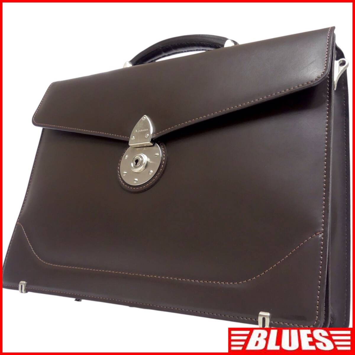 即決★Aquascutum★ビジネスバッグ 2way アクアスキュータム メンズ 茶 オールレザー 本革 ショルダーバッグ 本皮 通勤 カバン 出張 かばん拍卖