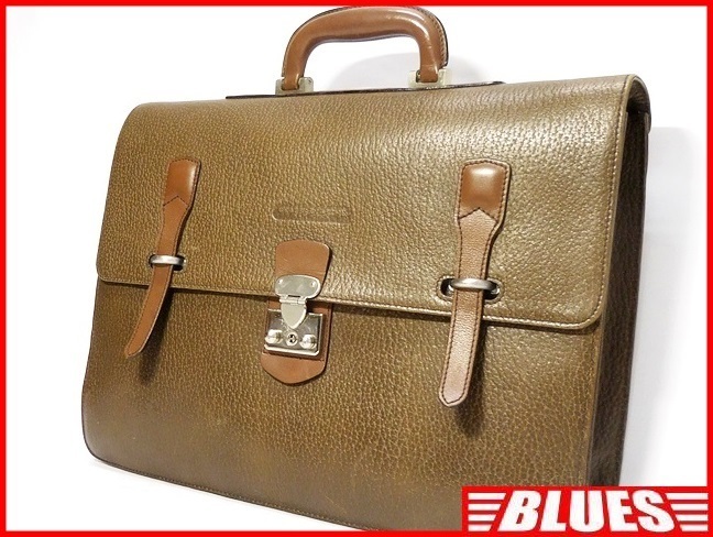 即決★GEOFFREY BEENE★レザービジネスバッグ ジェフリービーン 茶 本革 ブリーフケース 本皮 カバン 銀座タニザワ 鍵付き エース ACE拍卖