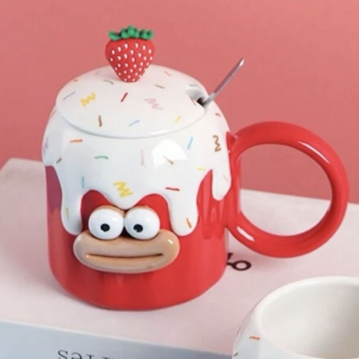 ビッグリップ マグカップ イチゴ 蓋付き マドラー 未使用 ケーキ拍卖