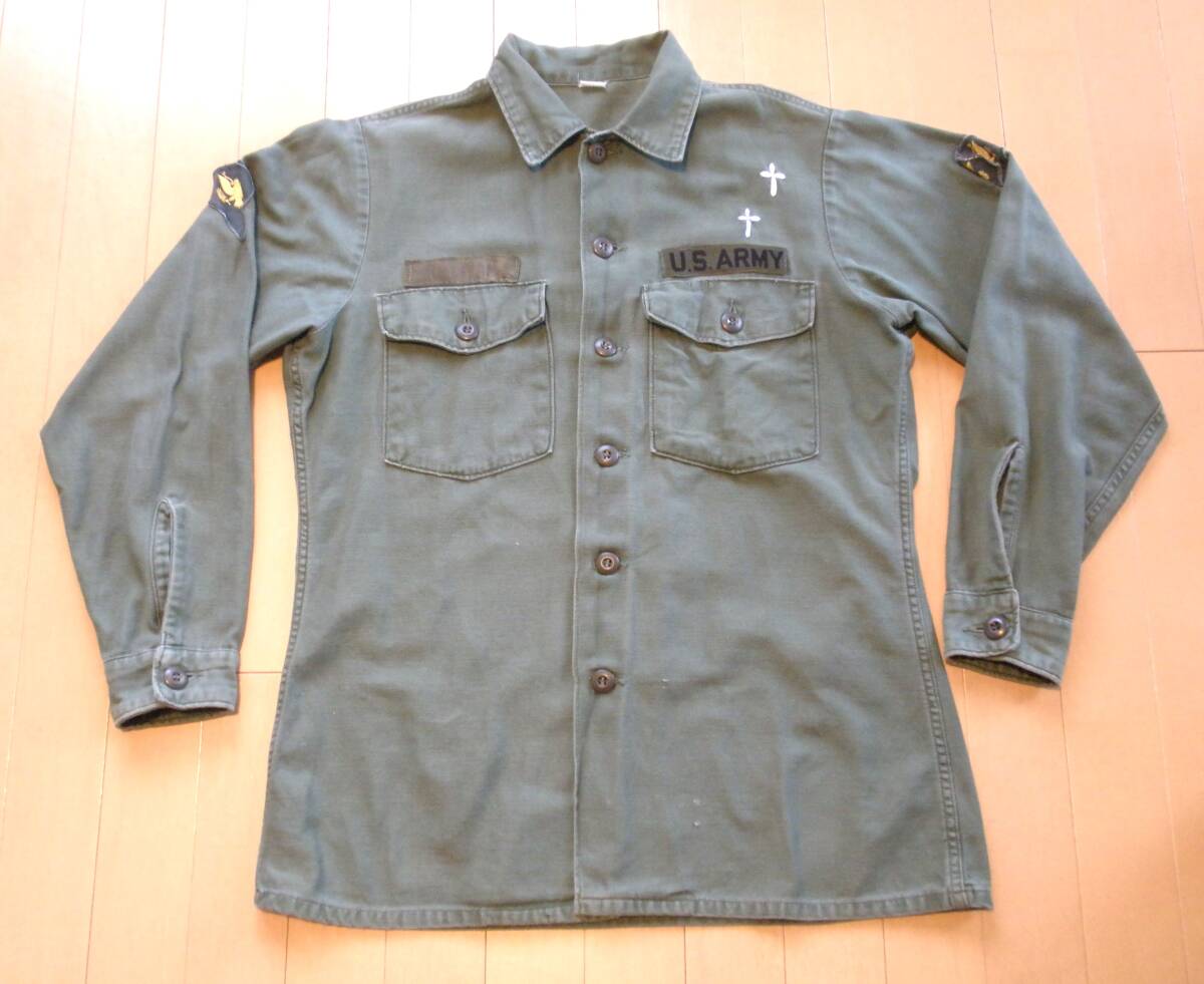 M【69年/OG-107 ファティーグシャツ】ヴィンテージ ミリタリー USアーミー ARMY ユーティリティーシャツ 米軍 4TH 60's 60年代 着拍卖