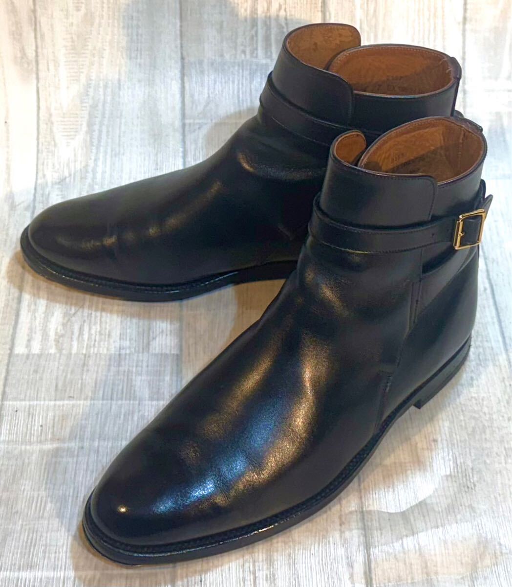 【ヒール未使用】Alfred Sargent アルフレッドサージェント◆25cm 7◆イギリス製 ジョッパーブーツ プレーントゥ 革靴 ビジネスシューズ 黒拍卖