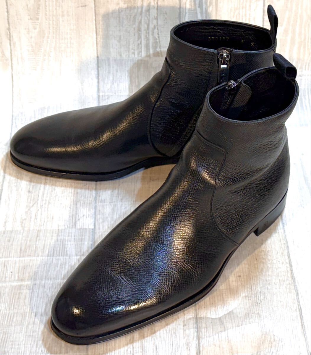 LOUIS VITTON ルイ・ヴィトン TAIGA タイガ◆26.5cm 8◆ITALY製 サイドジップブーツ 革靴 レザーブーツ ビジネスシューズ ドレスシューズ拍卖