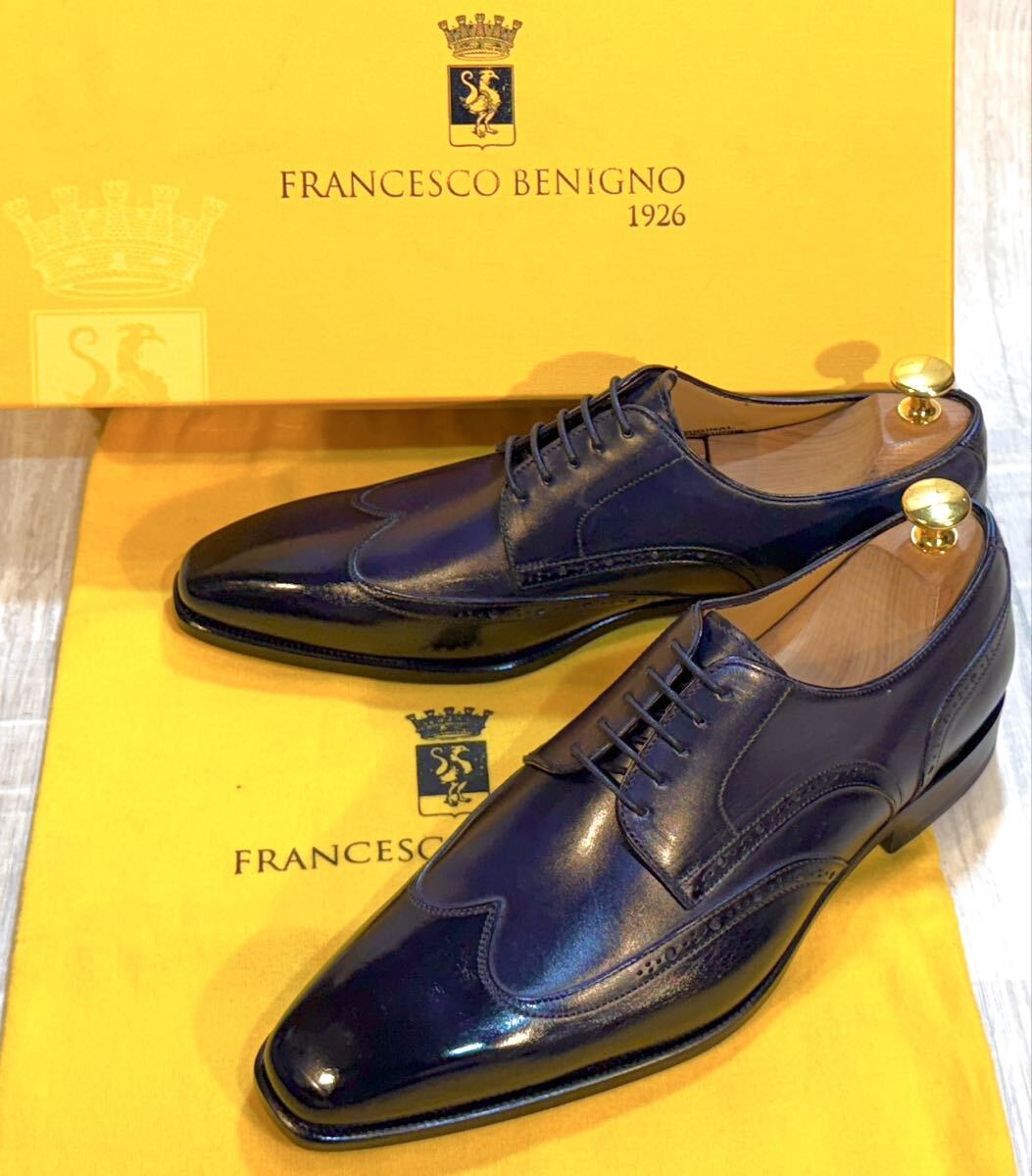 【未使用】FRANCESCO BENIGNO フランチェスコベニーニョ◆25cm 6.5◆ウイングチップ 革靴 ドレスシューズ ビジネスシューズ Italy製 本革拍卖