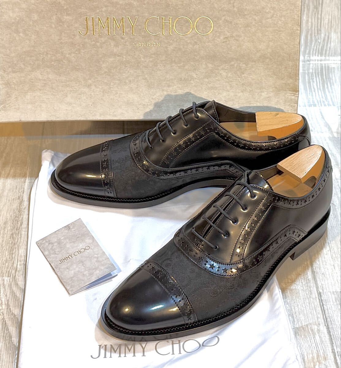 【未使用】JIMMY CHOO ジミーチュウ◆25cm 40◆ストレートチップ キャップトゥ 革靴 ビジネスシューズ ドレスシューズ メンズ 黒 ITALY製拍卖