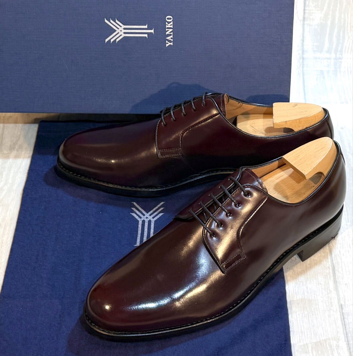 【未使用】YANKO ヤンコ◆27cm 8.5◆プレーントゥ ダービーシューズ 本革 革靴 紐靴 ドレスシューズ ビジネスシューズ メンズ スペイン製拍卖