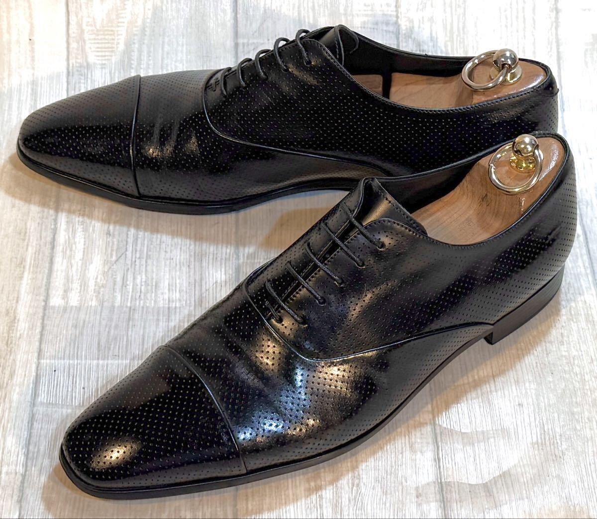 GIORGIO ARMANI ジョルジオ アルマーニ◆26.5cm 8◆キャップトゥ オックスフォード 革靴 ドレスシューズ ビジネスシューズ メンズ ITALY製拍卖