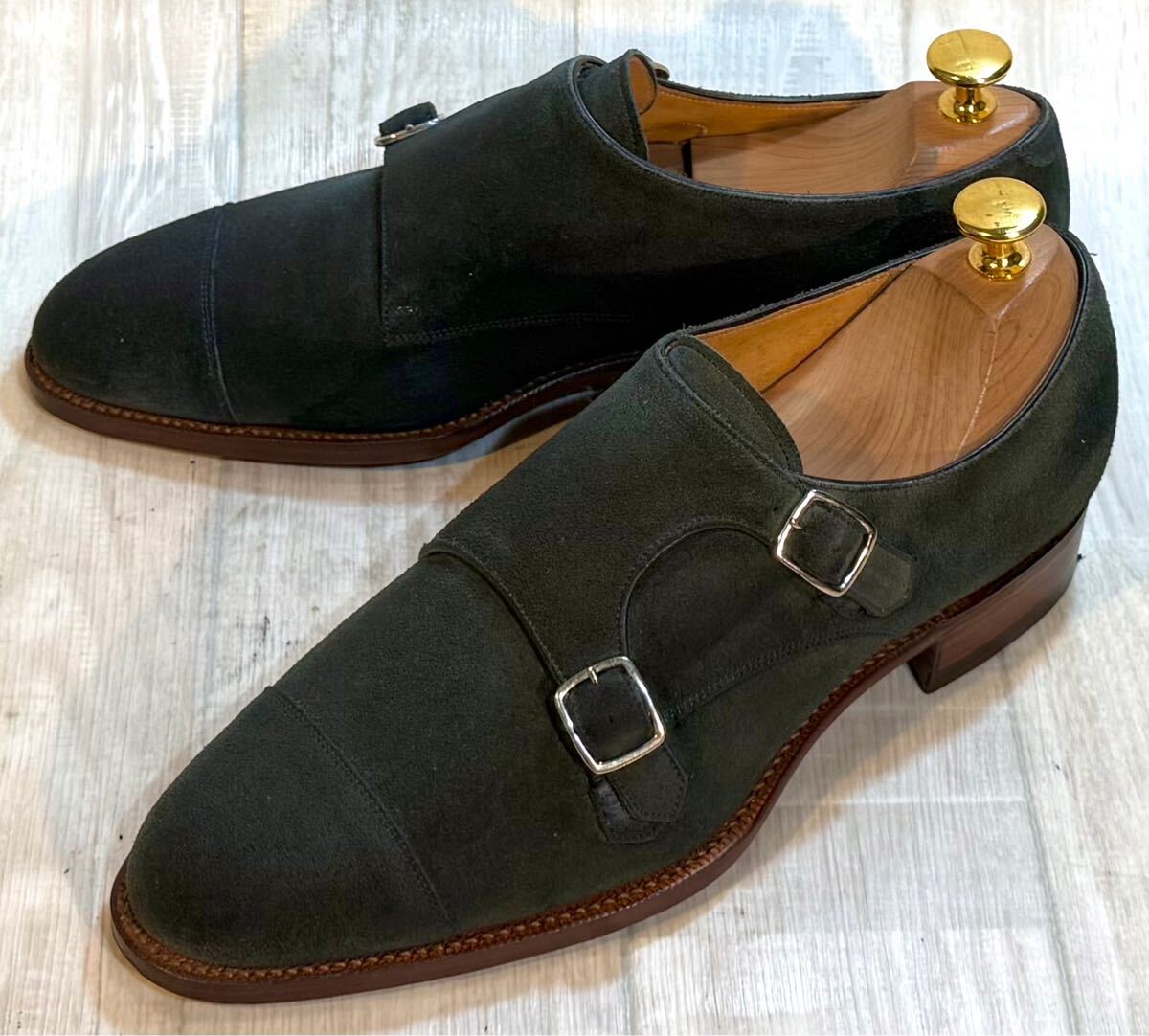 三陽山長 サンヨウヤマチョウ◆25cm 6.5◆ダブルモンクストラップシューズ キャップトゥ 革靴 ビジネスシューズ ドレスシューズ 靴 メンズ拍卖