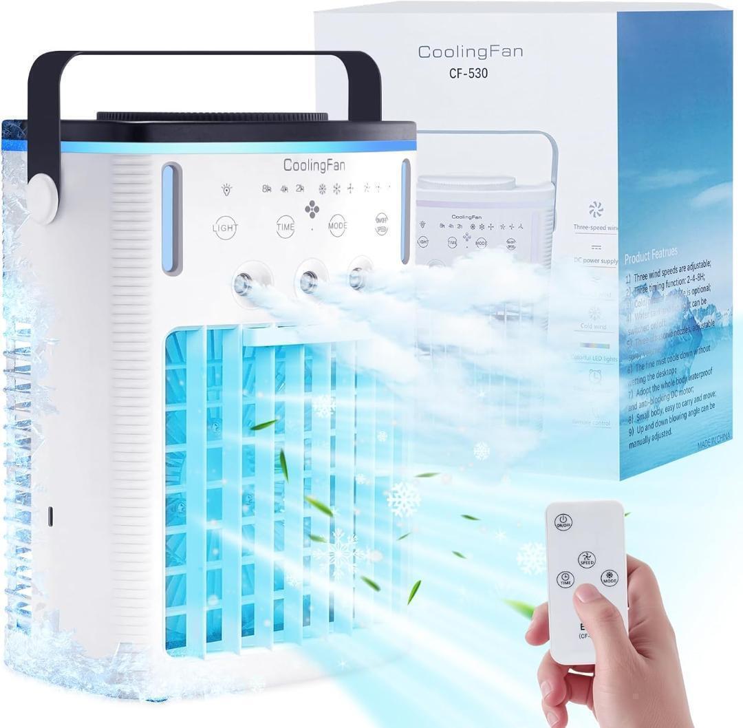 冷風機 強力 人気【2025最新昇級噴霧量3倍にUP・強清涼感】 卓上クーラー 冷風扇 冷風扇風機 水タンク1000ml大容量拍卖