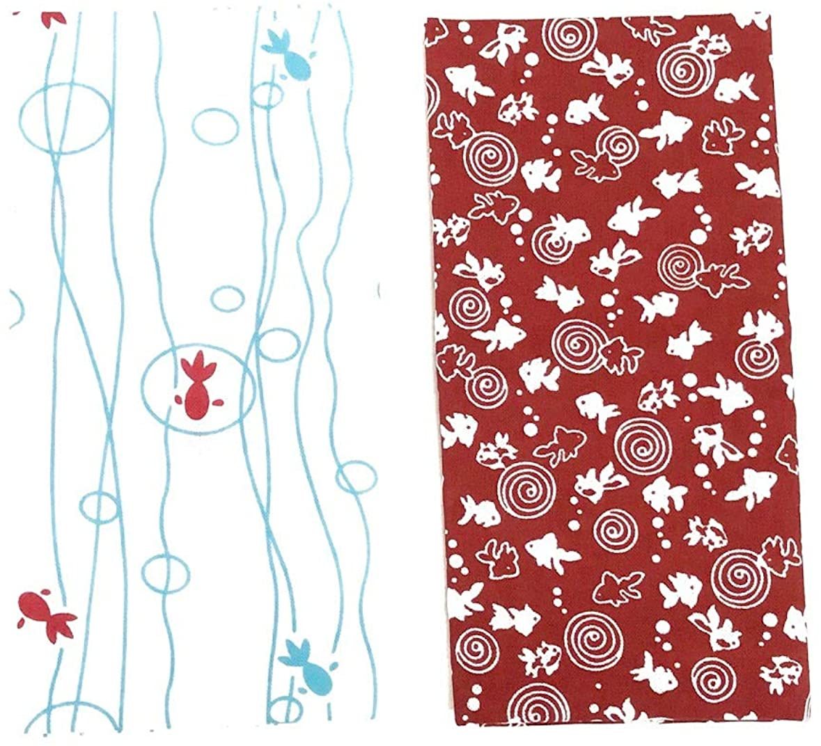 小紋手ぬぐい 手拭 手ぬぐい 2枚セット 赤金魚 流水金魚 手拭い 2枚セット 日本製拍卖