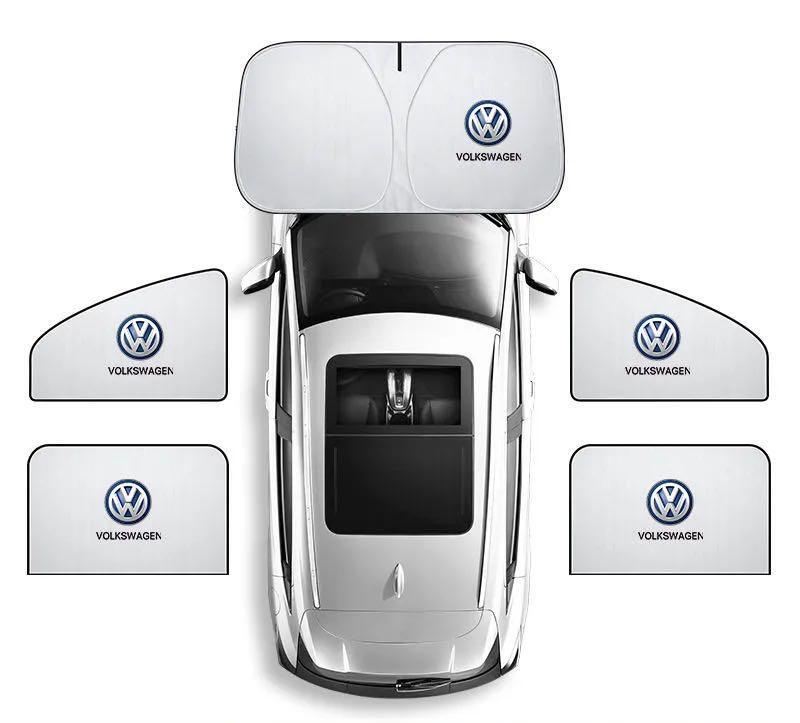 ワーゲン ロゴ付サンシェード5点セット 磁石式車用カーテンUV保護&熱遮断 収納袋付 車用日焼け防止フロントサンシェード社外品拍卖