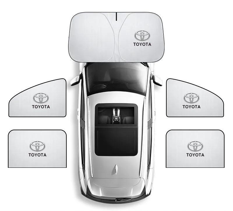 トヨタ Toyota ロゴ付サンシェード5点セット 磁石式車用カーテンUV保護&熱遮断 収納袋付 車用日焼け防止フロントサンシェード社外品拍卖